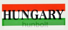 Nemzeti színű Hungary felirattal matrica 20X7cm