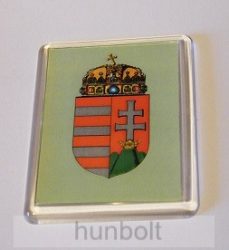 Magyar címer zöld alapon hűtőmágnes (műanyag keretes)
