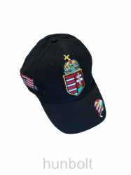 Baseball nagy címeres fekete sapka, Nagy-Magyarország hímzéssel- Hungary felirat nélkül