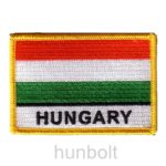   Felvasalható hímzett piros-fehér-zöld matrica Hungary felirattal (8,5 X 5,5 cm)