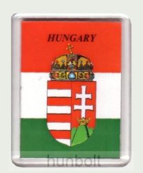 Magyar címer Hungary felirattal  hűtőmágnes  (műanyag keretes mágnes)