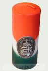   Nemzeti színű henger gyertya 15 cm, ón Kossuth címerrel (3,2x4 cm)