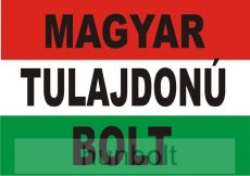 Nemzeti színű Magyar tulajdonú bolt felirattal matrica