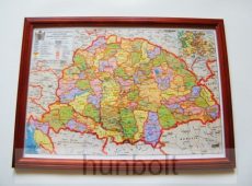 Asztalra tehető és falra akasztható üveglapos képkeretes Nagy - Magyarország térkép 21X30 cm