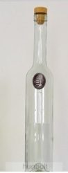 Különböző ón címkés hosszú pálinkás üveg 0,5 liter