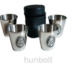   Kupica különböző ón címkével, műbőr tokban 4db, 0,5dl/db