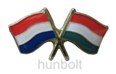 Kitűző, páros zászló Holland-Magyar jelvény 26x15 mm