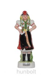 Hollókői lány, népi ruhában- miniatűr kézzel festett porcelánfigura