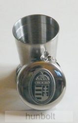  Kihúzható fém pohár különböző ón címkével (kulcstartó), 0,5 dl