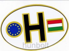 Öntapadó külső matrica, ovális EUS -H betűs, zászlós  (12X8 cm)
