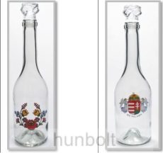 Kalocsai virágmintás és angyalos címeres üvegdugós üveg 0,5l