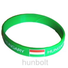 Szilikon,zöld zászlós Hungary karkötő 20 cm