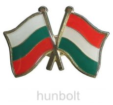Kitűző, páros zászló Bulgár -Magyar jelvény 26x15 mm