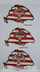 Nagy-Magyarország árpádsávos belső matrica, pajzsos turullal különböző színű szárnnyal (15x10cm)