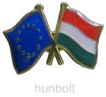 Kitűző, páros zászló EU-Magyar jelvény 26x15 mm