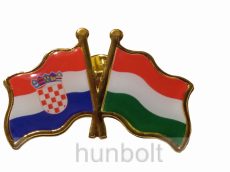 Kitűző, páros zászló Horvát-Magyar jelvény 40x25 mm