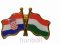 Kitűző, páros zászló Horvát-Magyar jelvény 26x15 mm