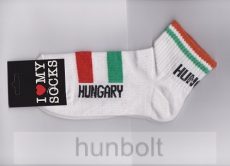 Fehér színű, zászlós sportzokni, Hungary felirattal 36-40