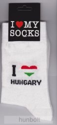 I LOVE Hungary boka zokni fehér 41-44