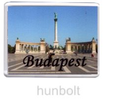 Budapest feliratos műanyag keretes hűtőmágnes- Hősök tere