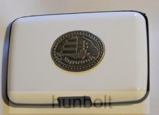 Bankkártya tartó metál fehér színű ón Nagy-Magyarország matricával 