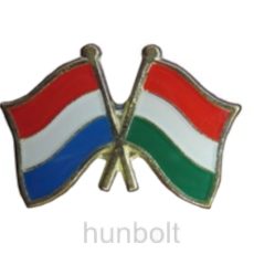 Kitűző, páros zászló Luxemburg-Magyar jelvény 26x15 mm
