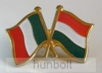 Kitűző, páros zászló Olasz -Magyar jelvény 26x15 mm