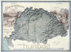 Magyarország hegyrajzi és vízrajzi térképe (Pokorny Tódor 1898) dombor műanyag 23x17,4 cm reprint