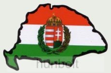Koszorús címeres hűtőmágnes Nagy-Magyarország körvonallal 8x5 cm