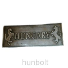 Téglalap Hungary lovas ón matrica, 8 x 3,2 cm