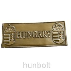 Téglalap Hungary címer ón matrica, 8 x 3,2 cm