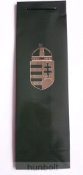 Arany címeres, italos, dísztasak 11,5x8x37 cm - sötét zöld