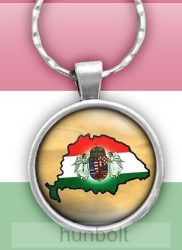 Angyalos címeres Nagy-Magyarország üveglencsés kulcstartó - 25 mm