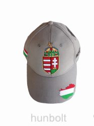 Baseball nagy címeres sapka Magyarország és Hungary hímzéssel- világos szürke