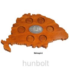 Faragott Nagy-Magyarország pálinka kínáló ón címkével mahagóni színben