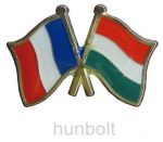 Kitűző, páros zászló Francia-Magyar jelvény 2,5x1,5 cm