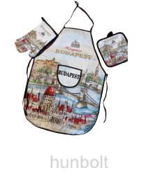 Budapest látványosságai kötényszett - fekete betűs