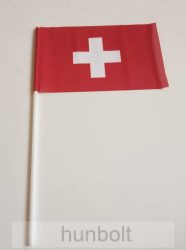 Svájc zászló 15x25cm, 40cm-es műanyag rúddal 