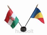 Nemzeti címeres és Románia zászlók asztali tartóval