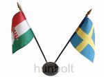   Nemzeti címeres és Svédország zászlók asztali tartóval