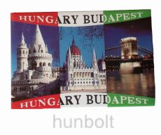 Budapest hűtőmágnes -Halászbástya, Országház, Lánchíd 8x 5,5cm - vinyl