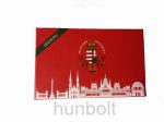   Piros dobozos benzines öngyújtó- koszorús címeres Budapest-Hungary felirat 