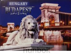 Budapest látványosságai hűtőmágnes 9x6,5 cm - Oroszlános Lánchíd II.