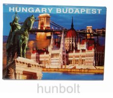 Budapest látványosságai hűtőmágnes 9x6,5 cm - Országház Szent István szoborral