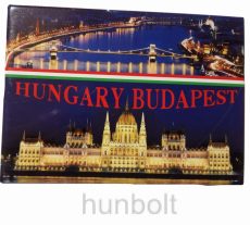 Budapest látványosságai hűtőmágnes 9x6,5 cm - Parlament - Lánchíd, Dunával
