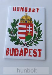 Budapest látványosságai hűtőmágnes 9x6,5 cm - Koszorús címeres 