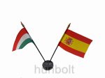 Nemzeti és Spanyol zászlók asztali tartóval