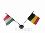 Nemzeti és Belgium zászlók asztali tartóval