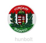 Felvasalható hímzett kerek Budapest- Hungary matrica- 7cm