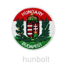 Felvasalható hímzett kerek Budapest- Hungary matrica- 7cm